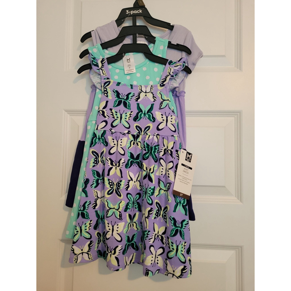 Member's Mark Other - Girls Size 3T Member's Mark 3 Pack Dress Purple Green Butterfly 🦋 NWT